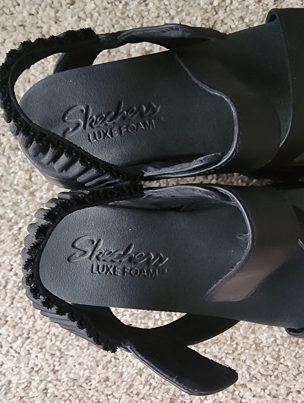 Skechers Luxe Foam Black Sandals Velcro Straps See Chart For Size. - Picture 5 of 10